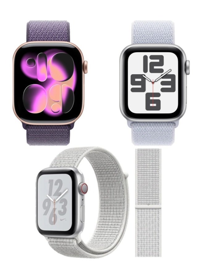 بيلينجدون BEILINGDUN 3 عبوات سوار مضفر متوافق مع سوار ساعة ابل 38 ملم 40 ملم 41 ملم 42 ملم 44 ملم 45 ملم، اساور مرنة ناعمة قابلة للتعديل متوافقة مع سلسلة اي ووتش 8/7/6/5/4/3/SE للنساء والرجال - Image 1